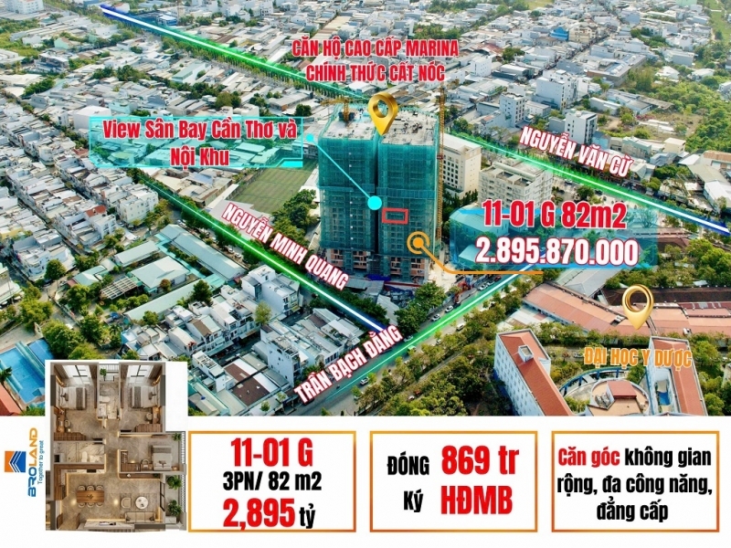 CĂN HỘ 3PN CĂN GÓC – VIEW SÂN BAY & NỘI KHU – TRUNG TÂM NINH KIỀU