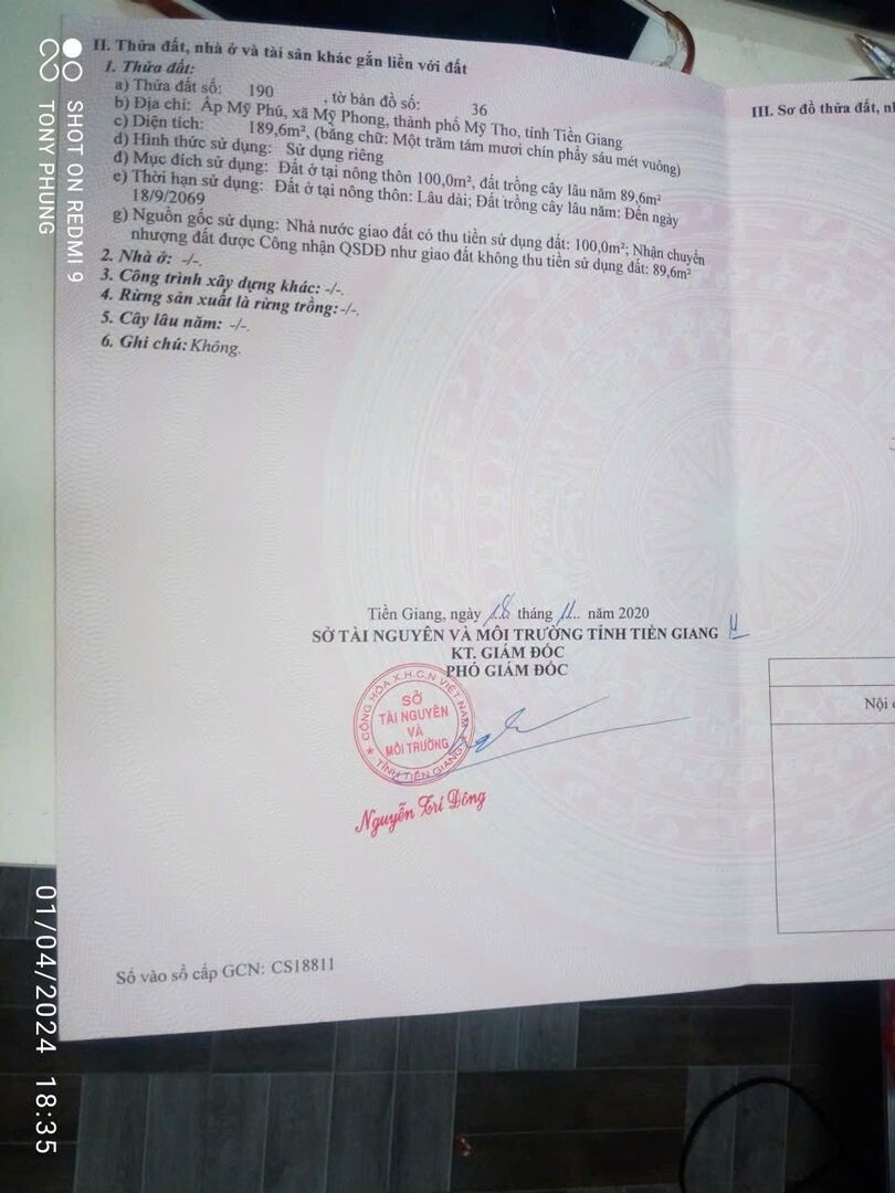 HOT HOT- GIÁ TỐT -  Cần Bán Nhanh Đất Tại Thành Phố MỸ THO Tỉnh TIỀN GIANG